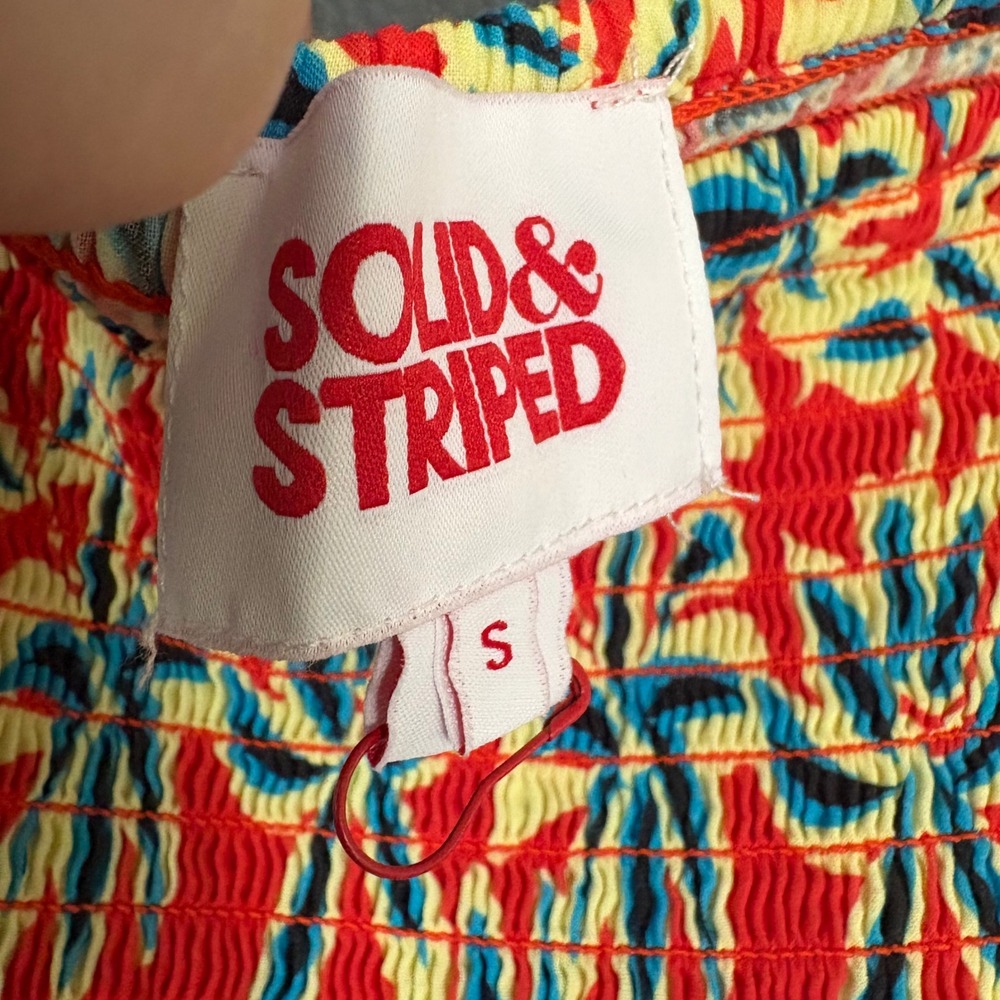 $268 NWOT Solid & Striped Red Kennedy Floral Smocked Eyelet Cotton Midi Dress S - Picture 4 of 11